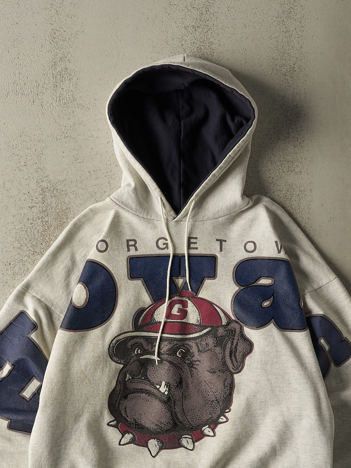 Vintage 90s Heather Grey Georgetown Hoyas Hoodie (M)
