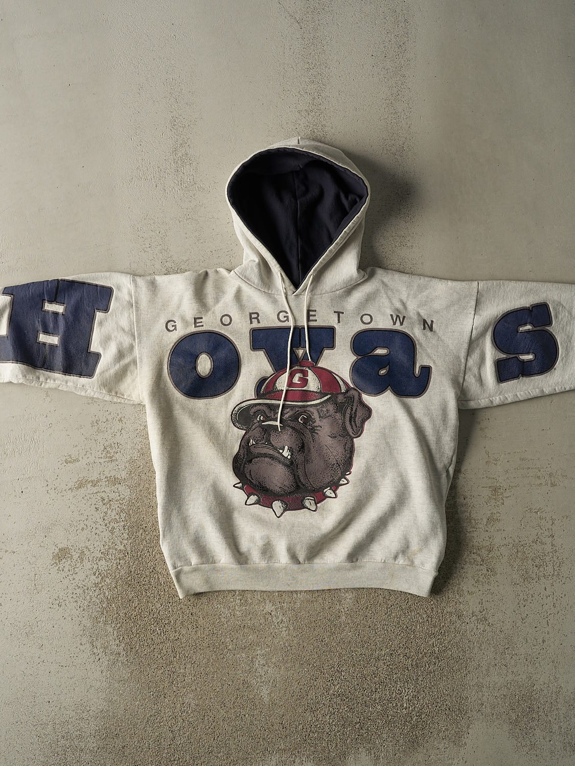 Vintage 90s Heather Grey Georgetown Hoyas Hoodie (M)