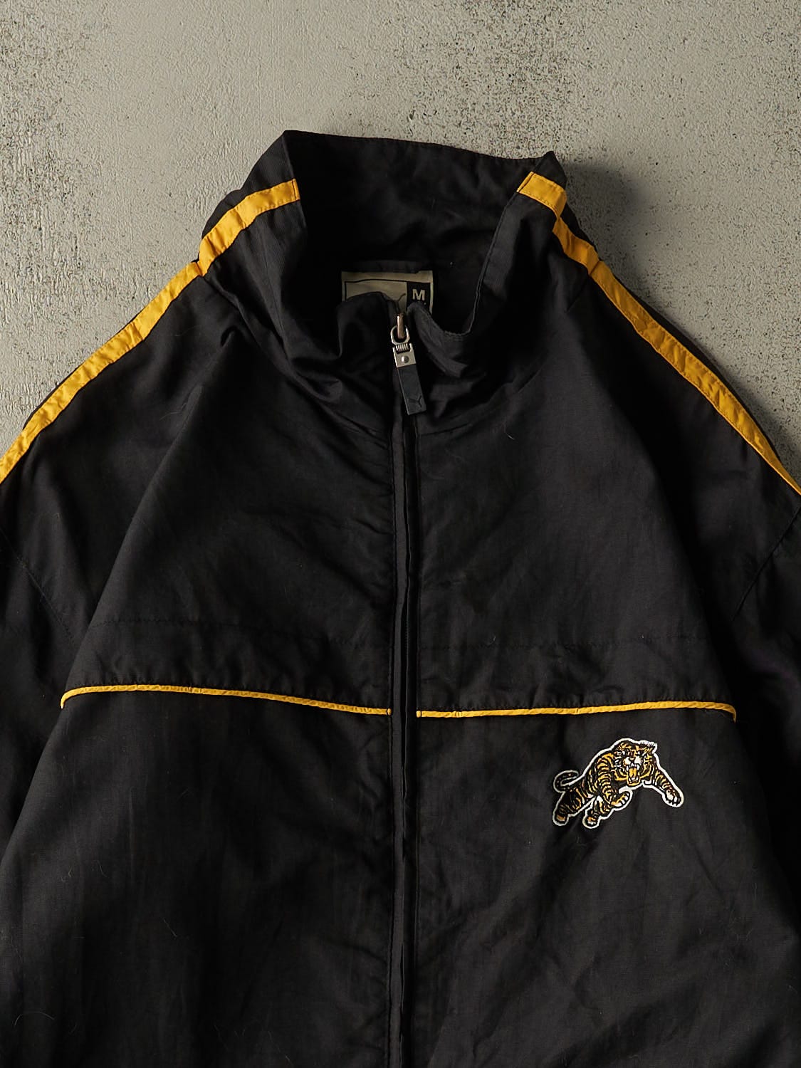 Vintage Y2K Black Hamilton Tiger-Cats Zip Up Windbreaker Jacket (M/L)
