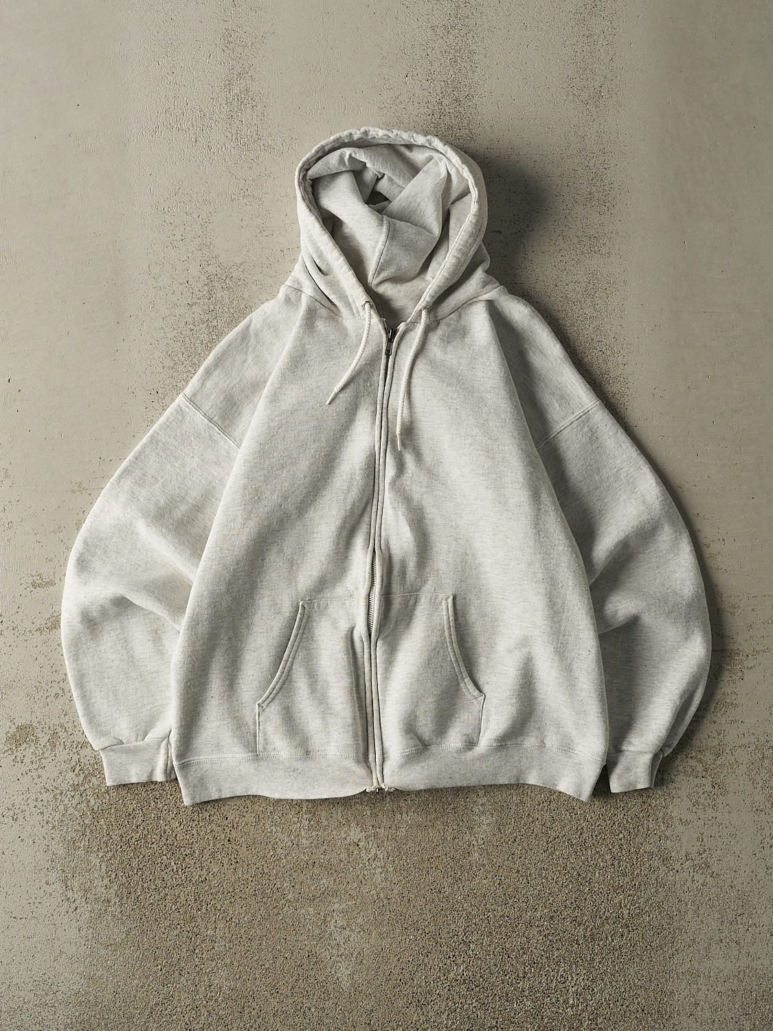 Vintage 90s Heather Grey Blank Zip Up Hoodie (M)
