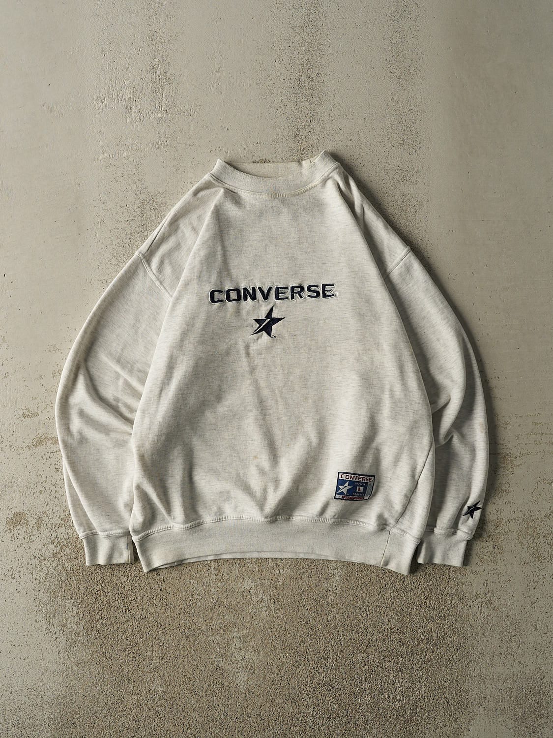 Vintage 90s Heather Grey Converse Embroidered Crewneck (L/XL)