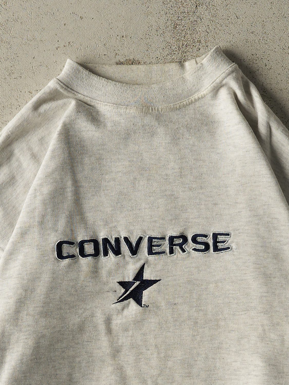 Vintage 90s Heather Grey Converse Embroidered Crewneck (L/XL)