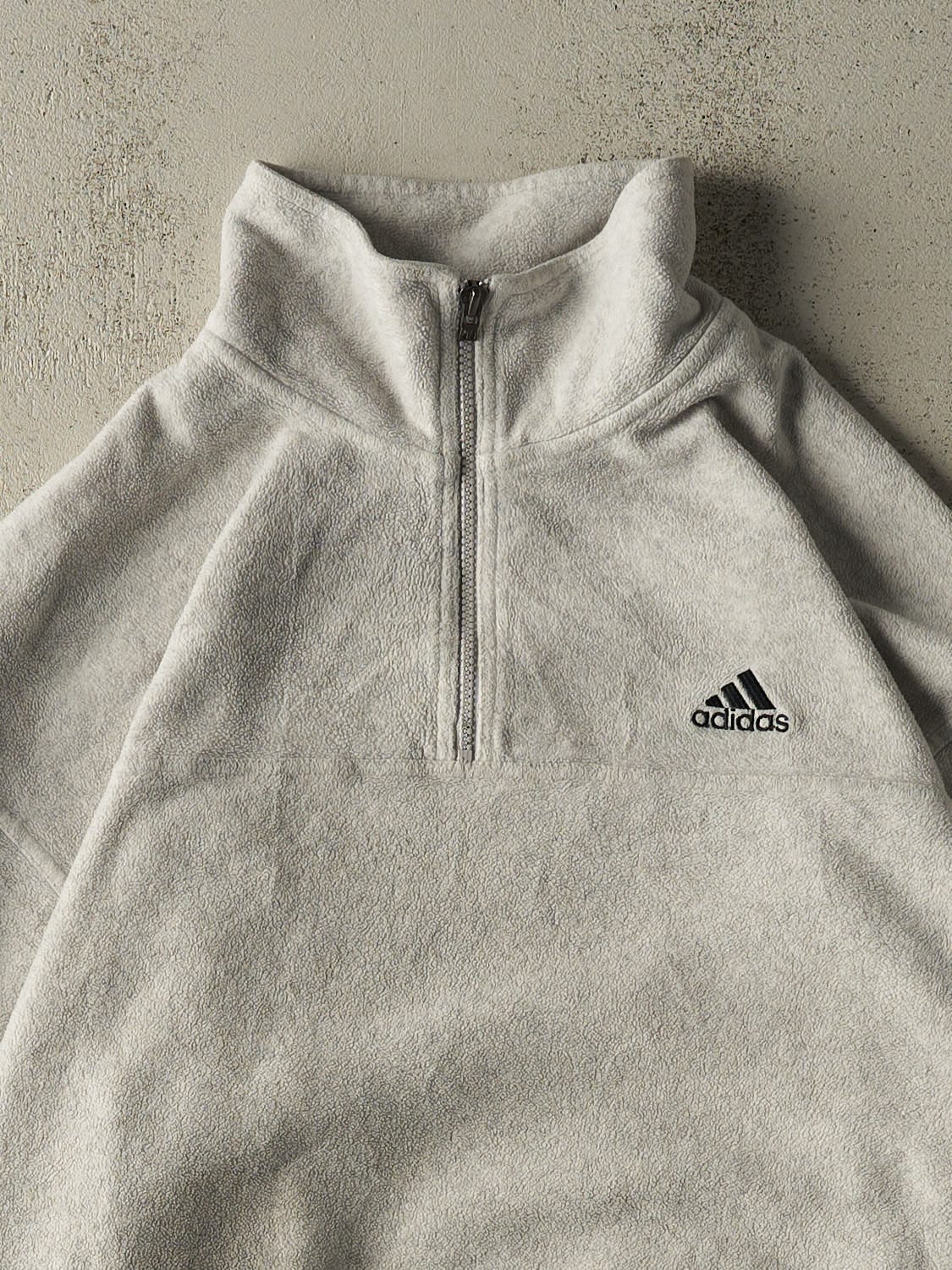 Vintage 90s Grey Adidas Embroidered Quarter Zip Fleece (XXL)