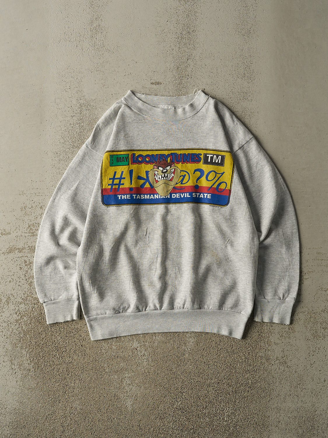 Vintage 94' Heather Grey Looney Tunes Tasmanian Devil Crewneck (S/M)