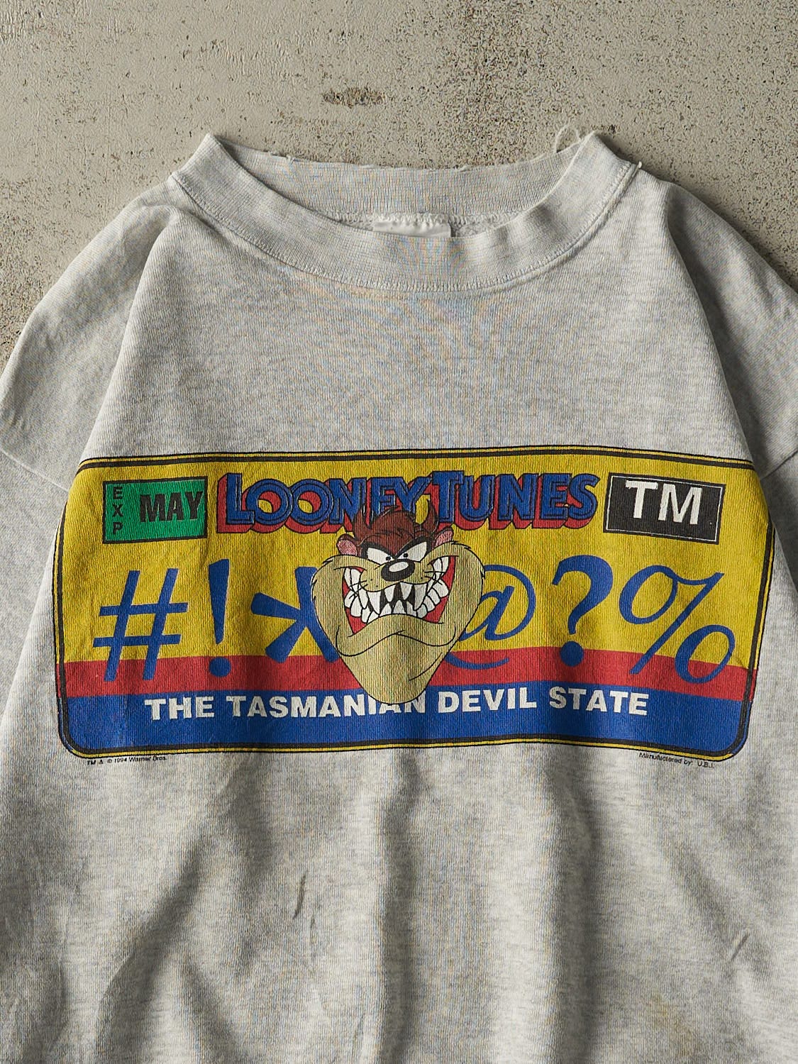 Vintage 94' Heather Grey Looney Tunes Tasmanian Devil Crewneck (S/M)