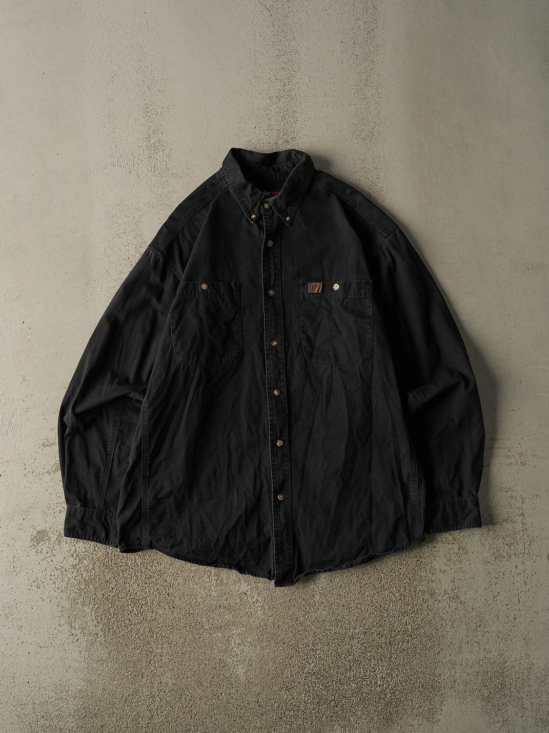 Vintage Y2K Black Wrangler Riggs Button Up Long Sleeve (XL/XXL)