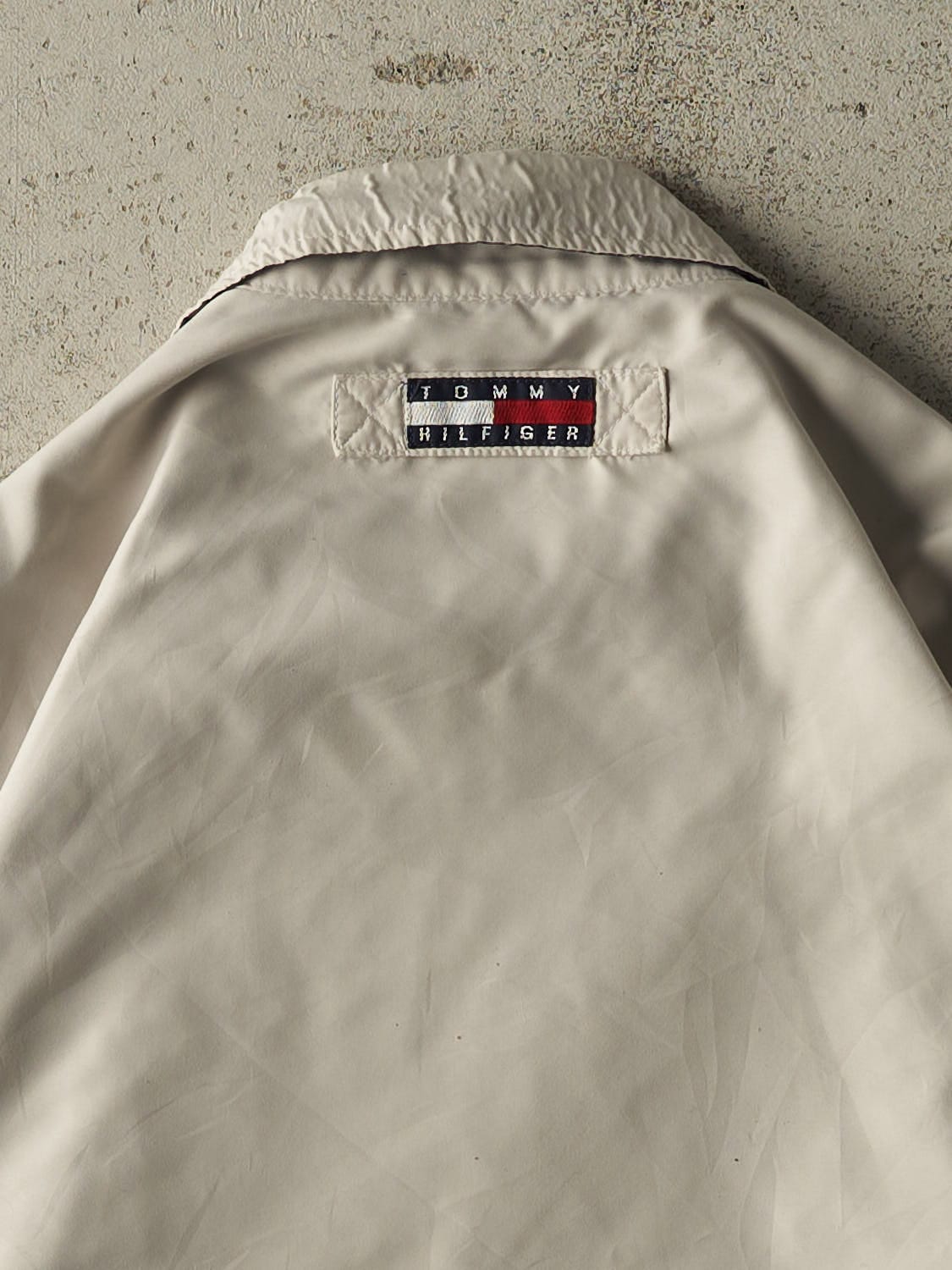 Vintage 90s Beige & Plaid Tommy Hilfiger Reversible Harrington Jacket (L/XL)