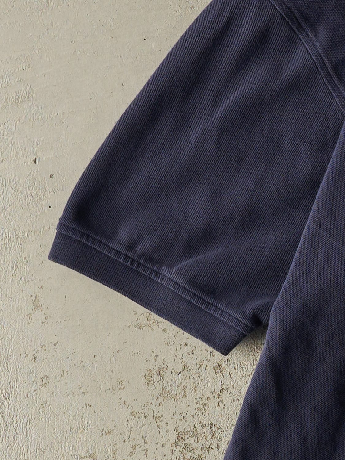 Vintage 90s Navy Blue Tommy Hilfiger Embroidered Quarter Button Tee (L/XL)