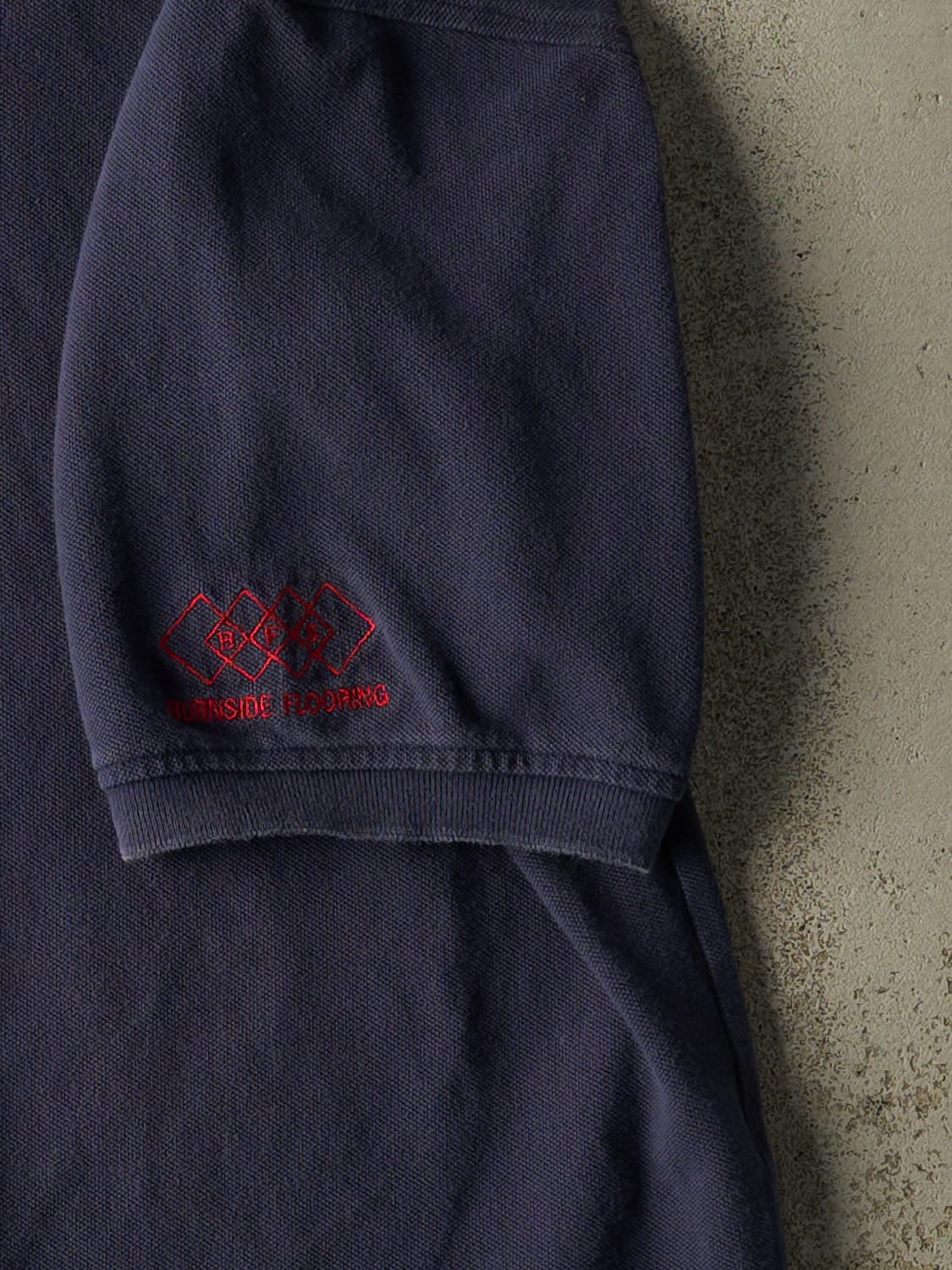 Vintage 90s Navy Blue Tommy Hilfiger Embroidered Quarter Button Tee (L/XL)