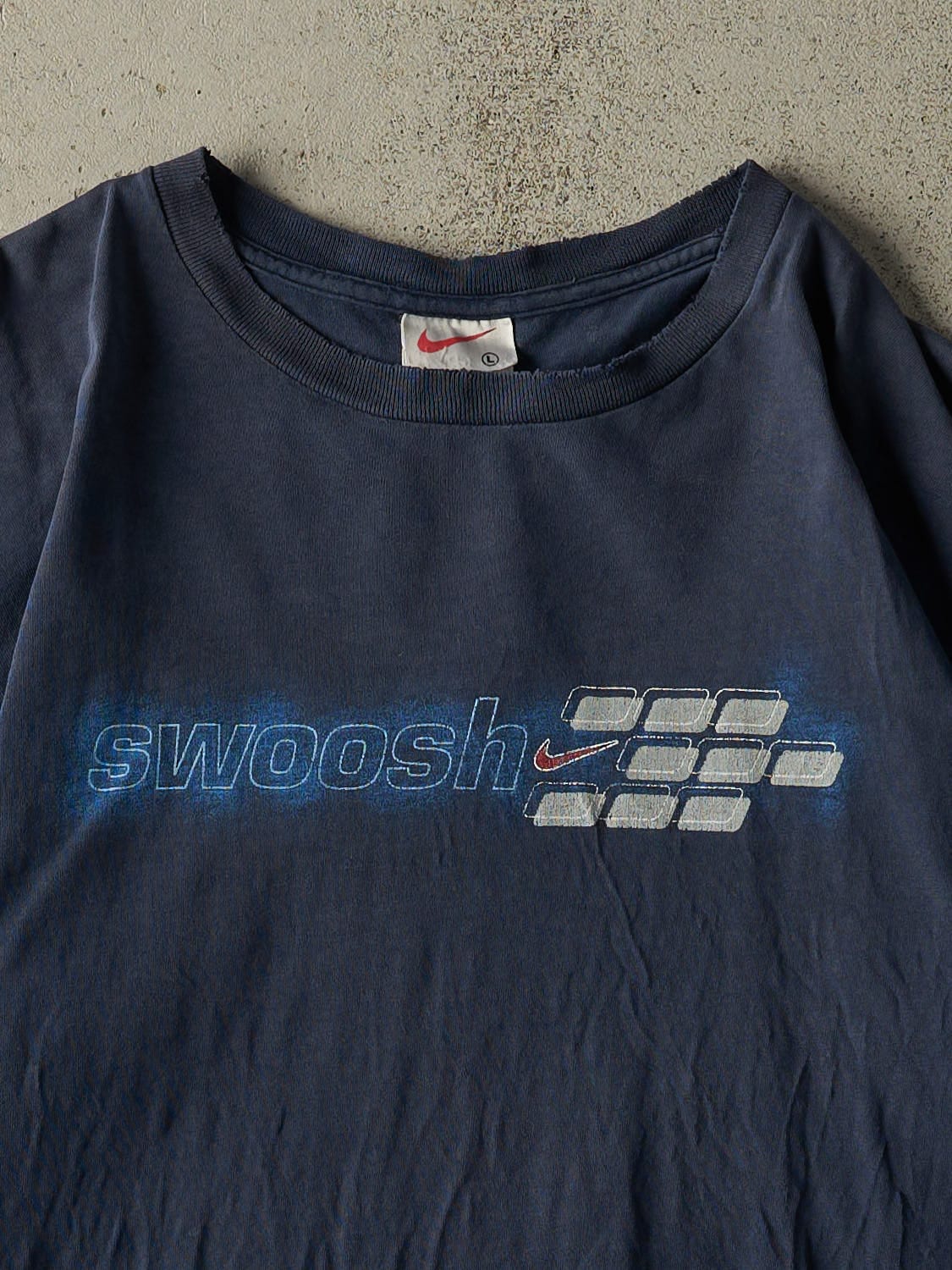 Vintage 90s Navy Blue Nike Swoosh Tee (L/XL)