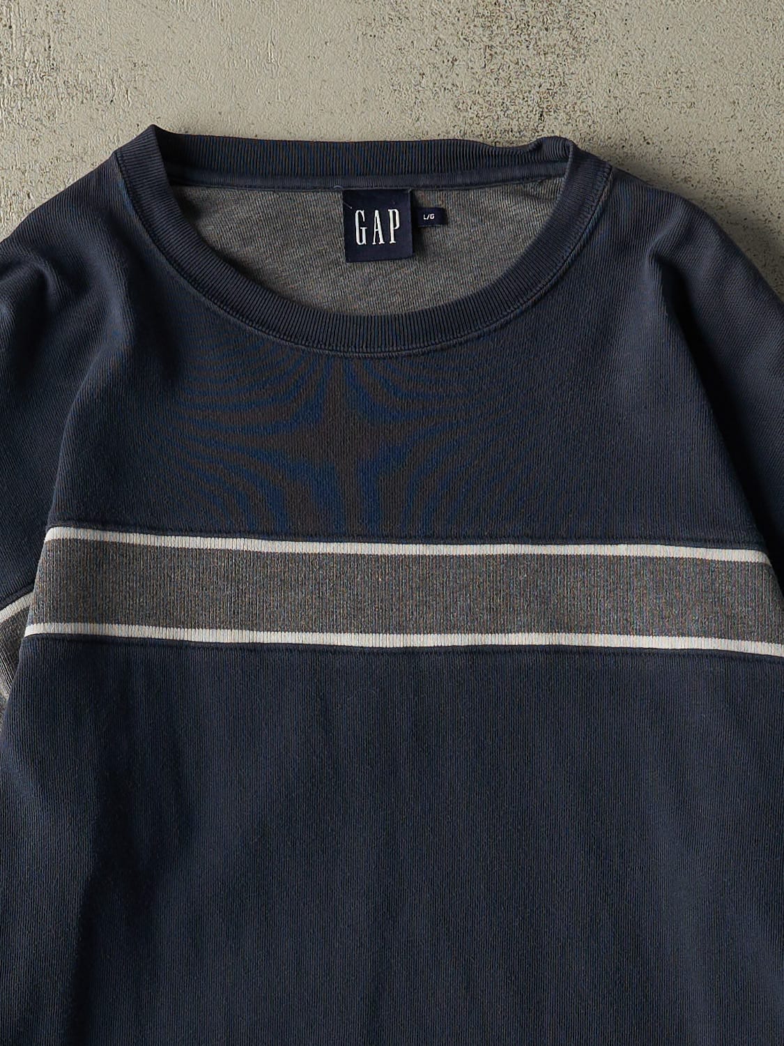 Vintage 90s Navy Blue Gap Striped Long Sleeve (L/XL)