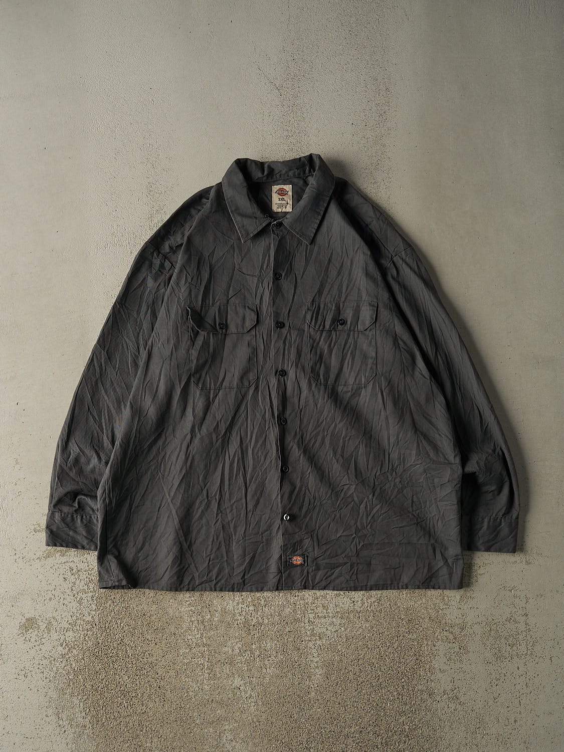 Vintage Y2K Charcoal Grey Dickies Button Up Long Sleeve (XXL/XXXL)