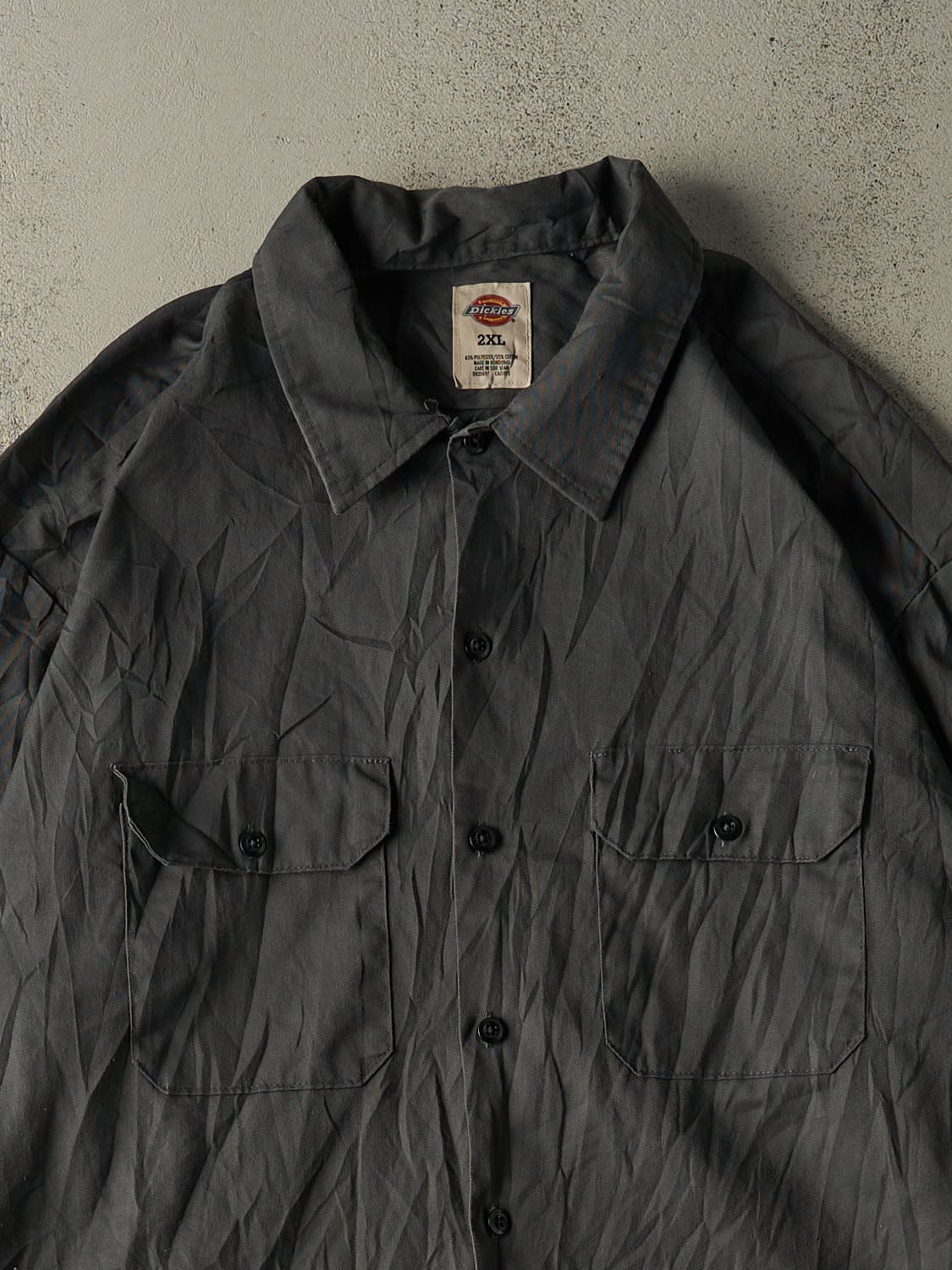 Vintage Y2K Charcoal Grey Dickies Button Up Long Sleeve (XXL/XXXL)