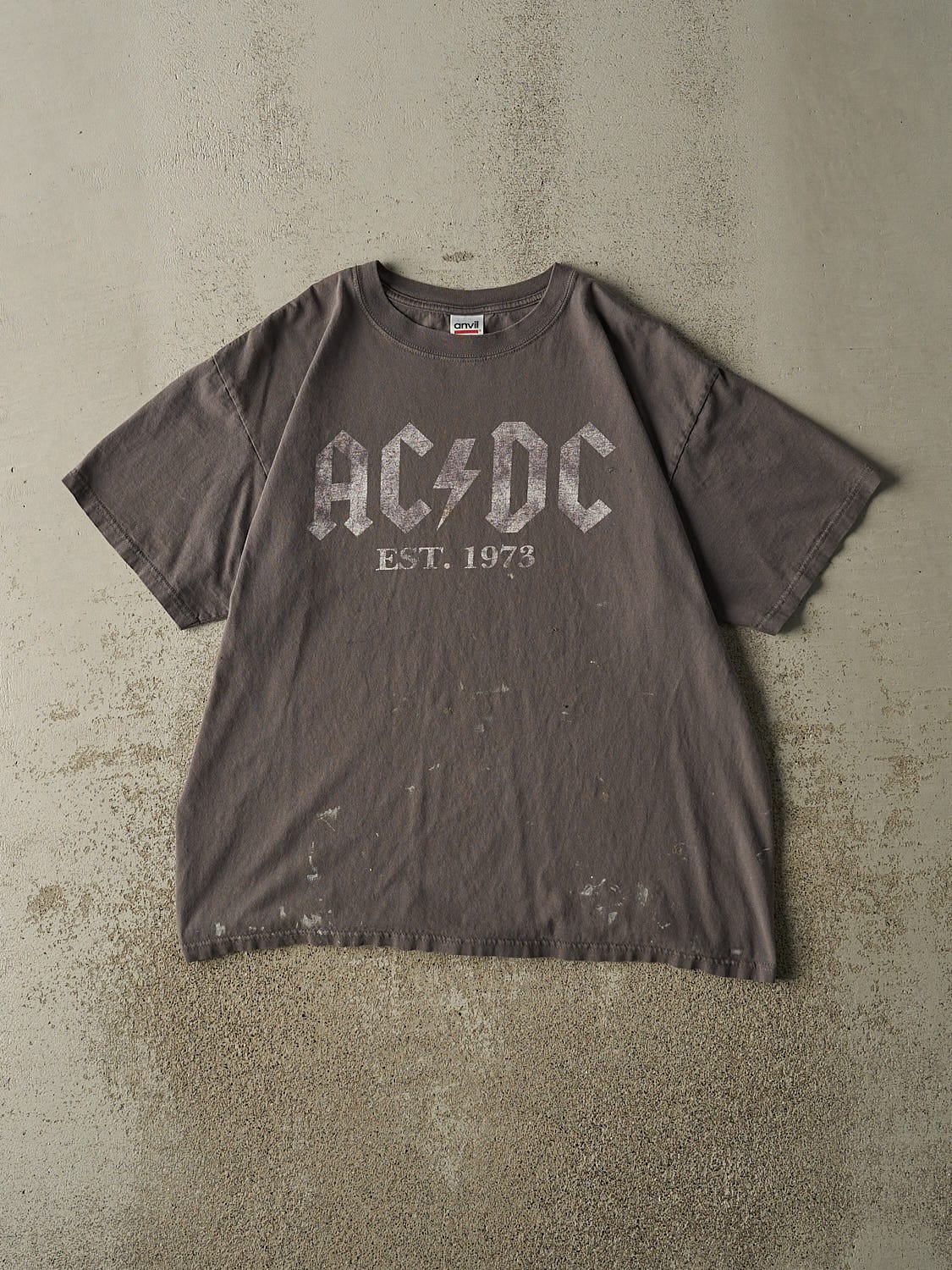 Vintage Y2K Charcoal Grey AC/DC Band Tee (L/XL)