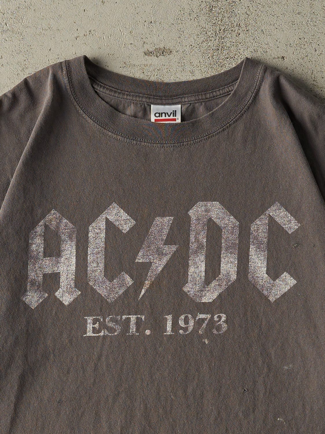 Vintage Y2K Charcoal Grey AC/DC Band Tee (L/XL)