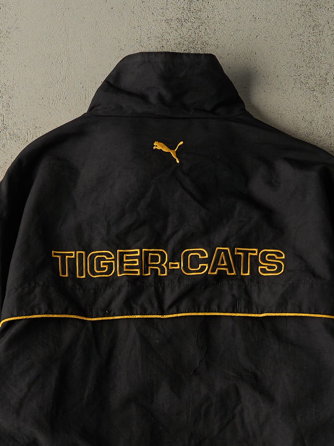 Vintage Y2K Black Hamilton Tiger-Cats Zip Up Windbreaker Jacket (M/L)