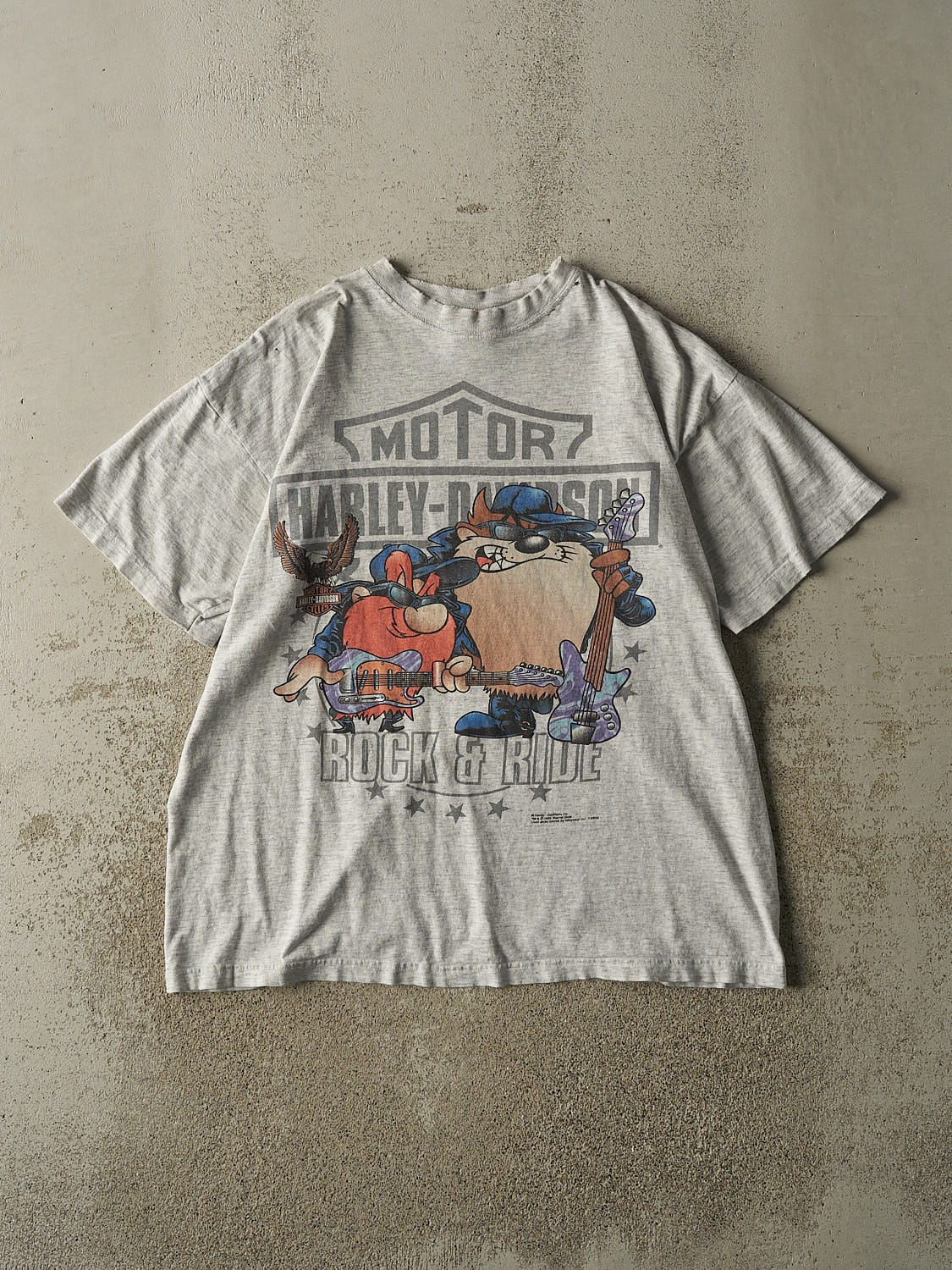 Vintage 95' Heather Grey Harley Davidson Looney Tunes Tee (L/XL)
