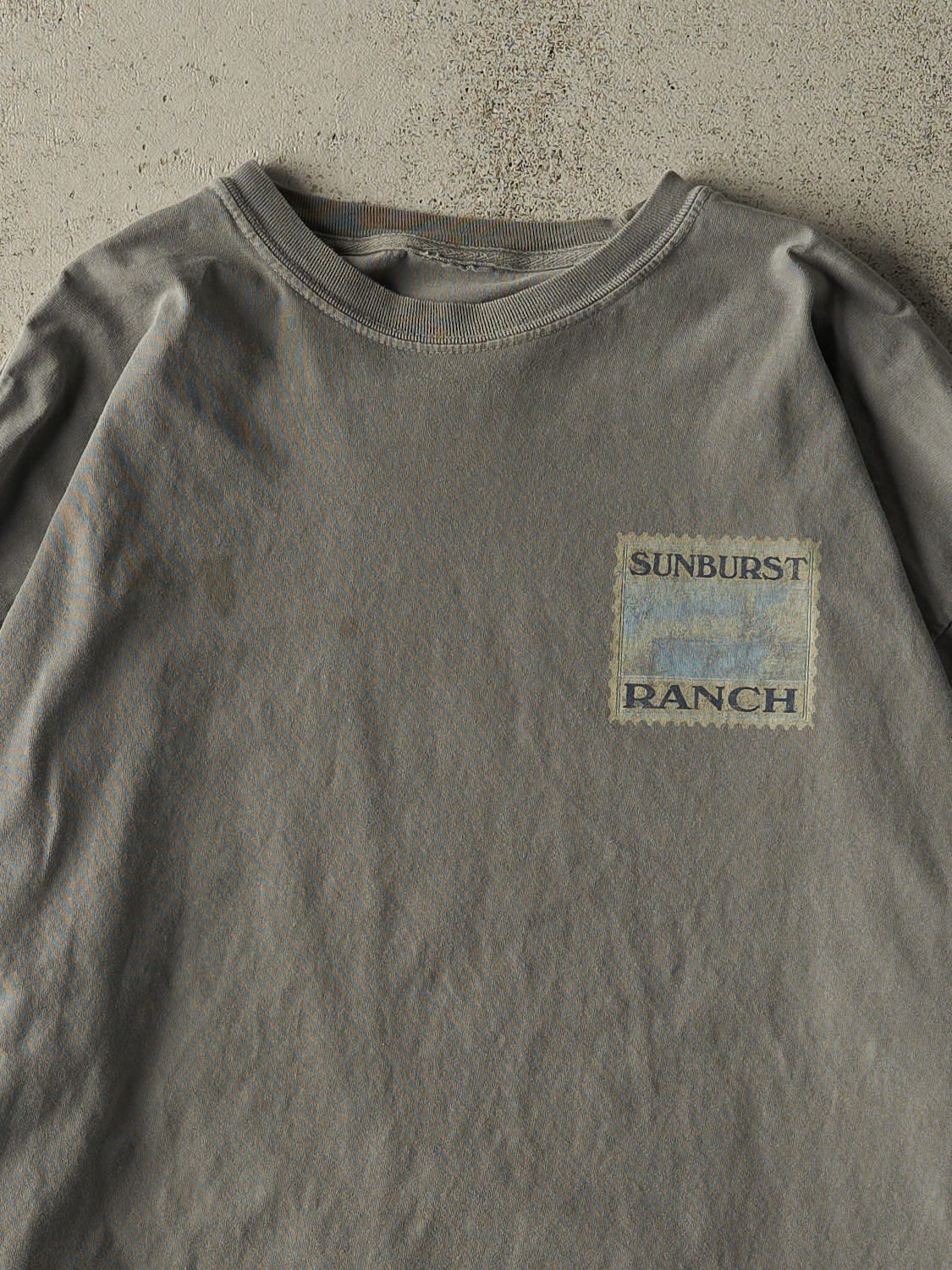 Vintage Y2K Grey Sunburst Ranch Long Sleeve (L/XL)