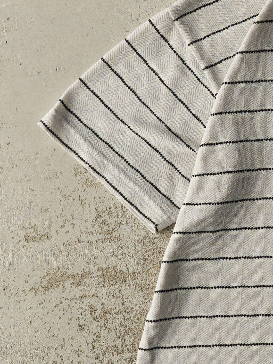 Vintage 90s Grey & Black Fubu Striped Tee (M)