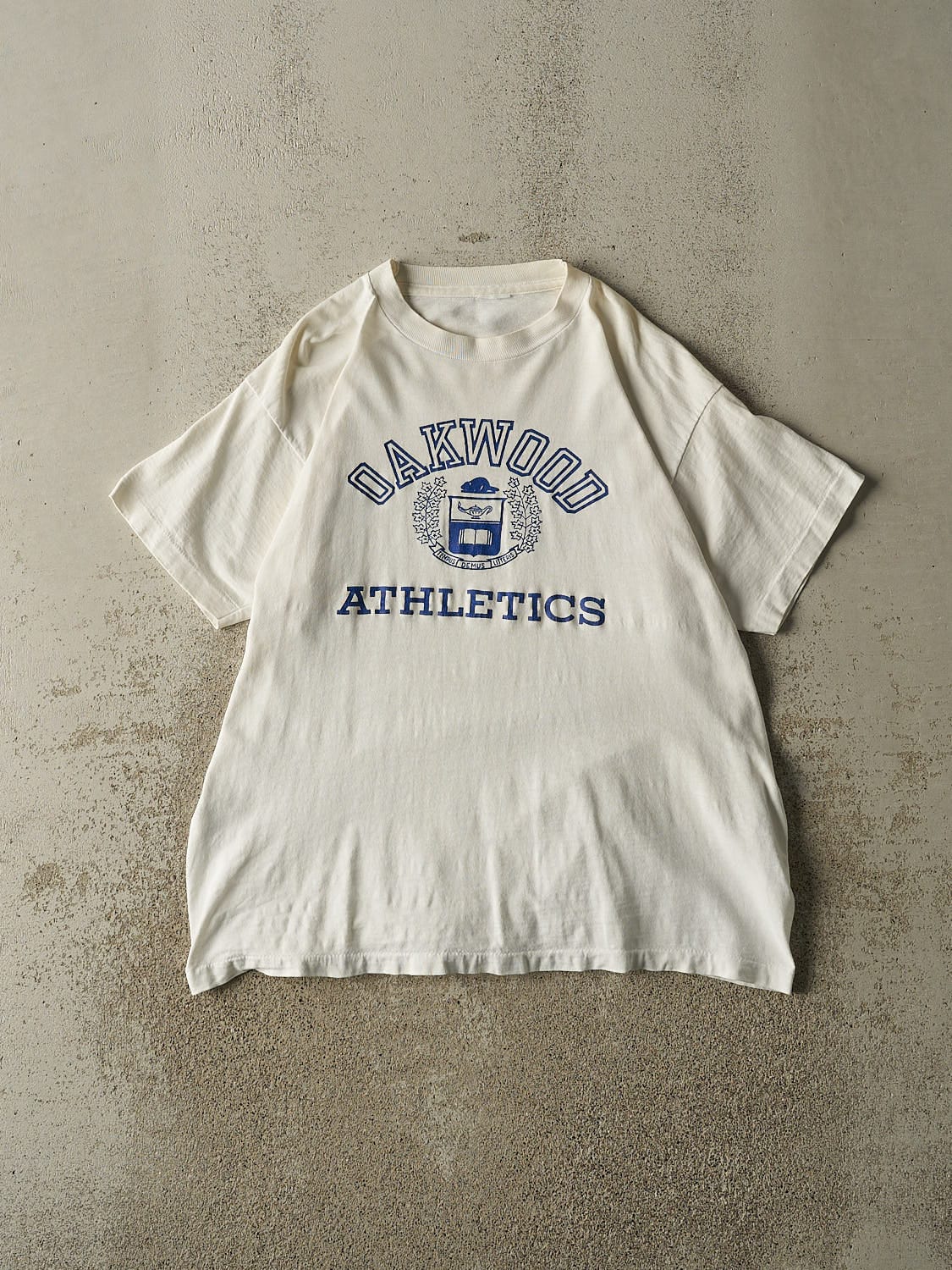 Vintage 90s White Oakwood Athletics Single Stitch Tee (L/XL)