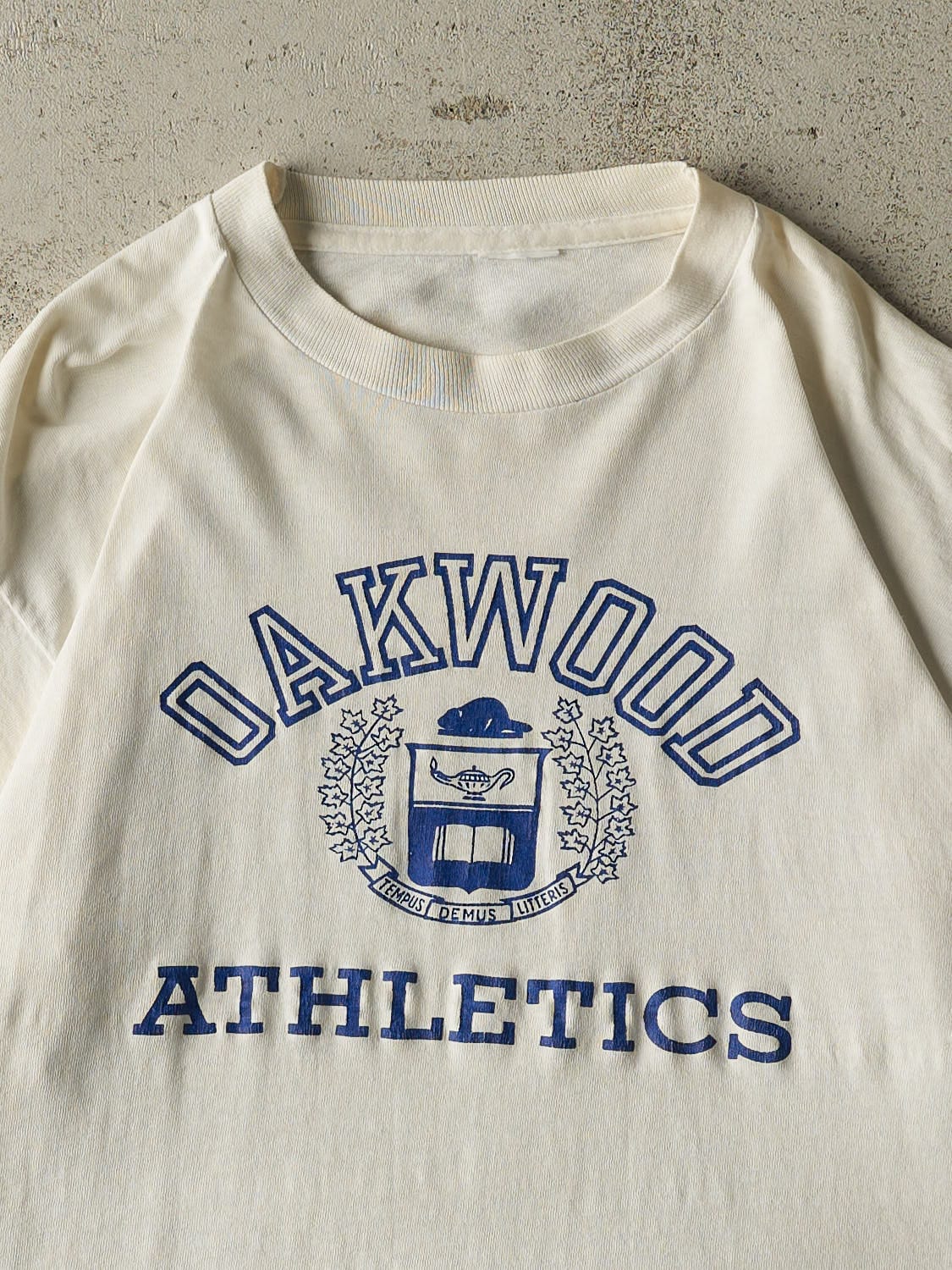 Vintage 90s White Oakwood Athletics Single Stitch Tee (L/XL)