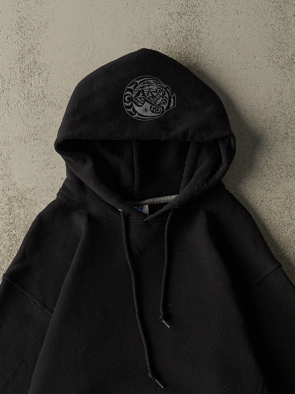 Vintage Y2K Black Russell Athletic Blank Hoodie (M)