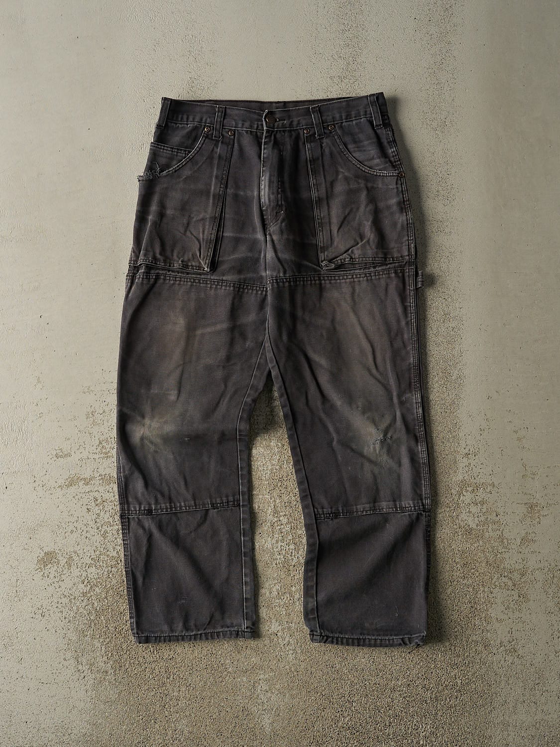 Vintage Y2K Faded Black Dickies L Pocket Double Knee Carpenter Pants (32x28.5)