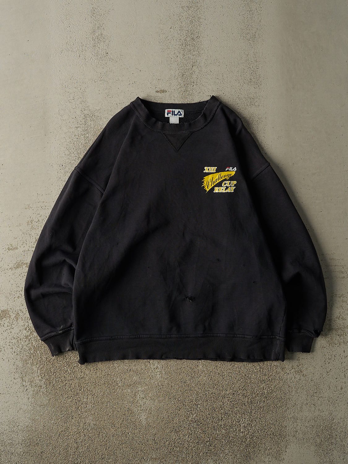 Vintage 90s Black Fila Challenge Cup Relay Crewneck (XL)