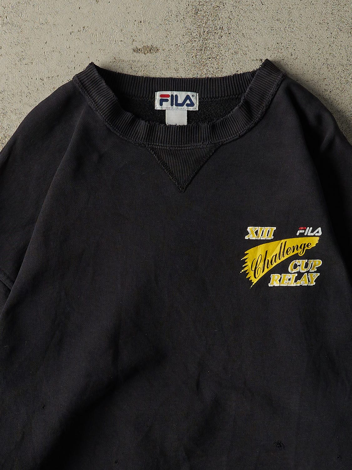 Vintage 90s Black Fila Challenge Cup Relay Crewneck (XL)