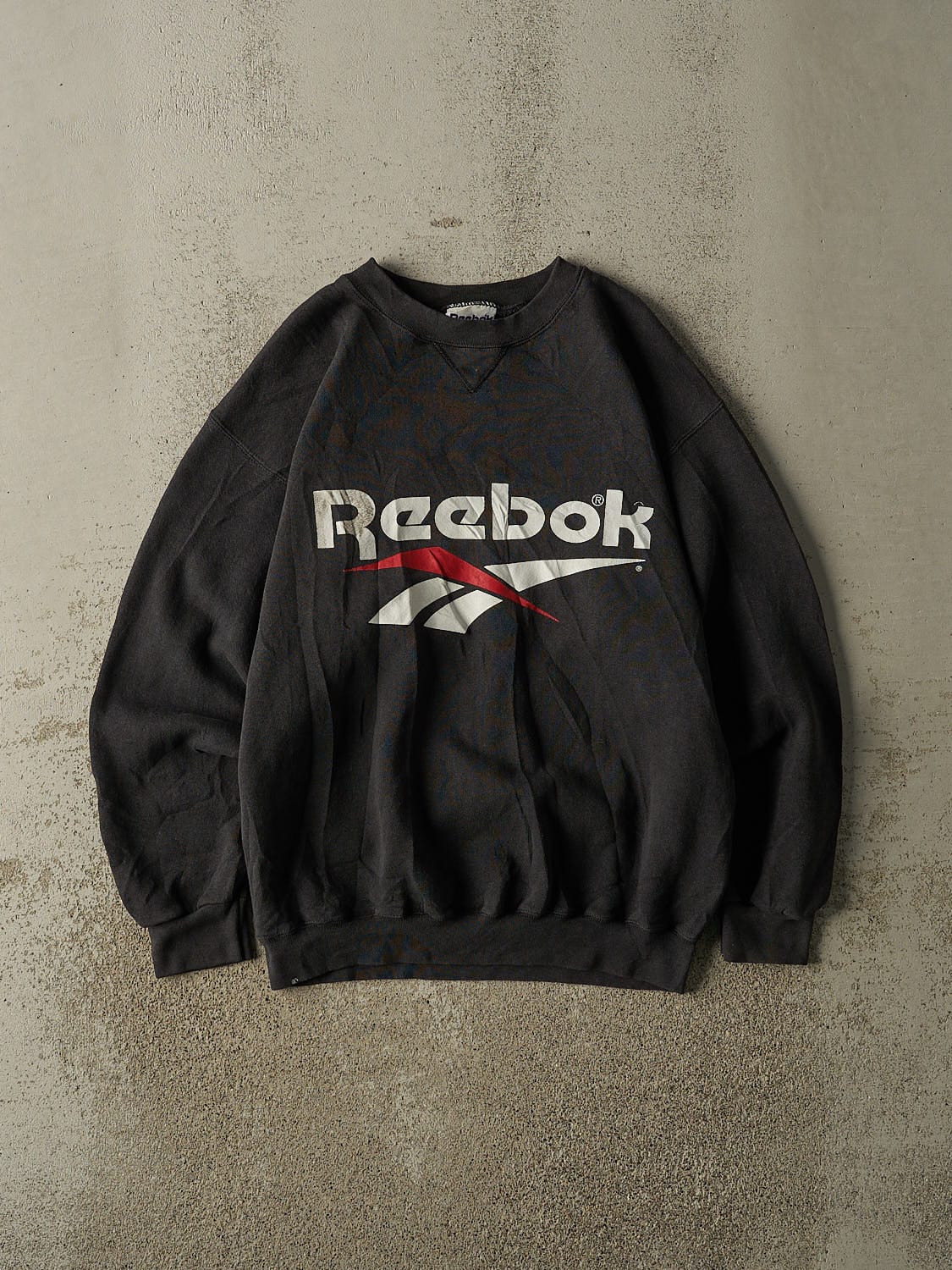 Vintage 90s Faded Black Reebok Crewneck (S/M)