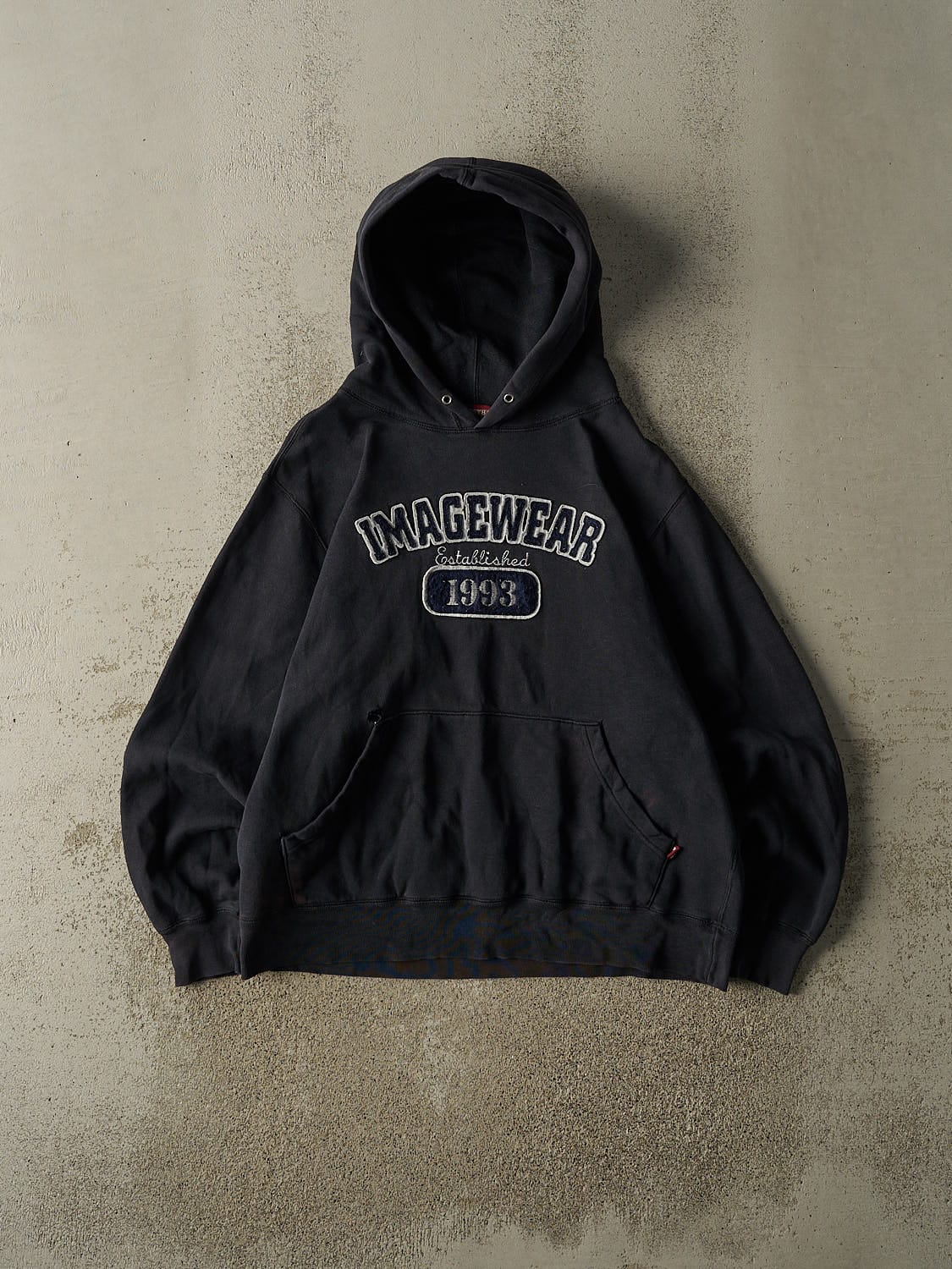 Vintage 90s Faded Black Imagewear Embroidered Hoodie (M)