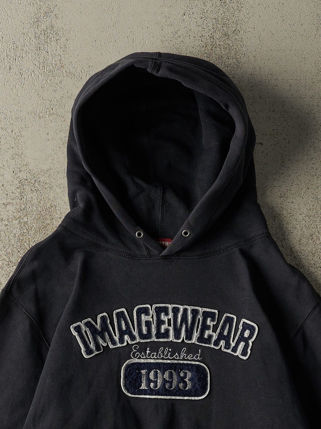 Vintage 90s Faded Black Imagewear Embroidered Hoodie (M)