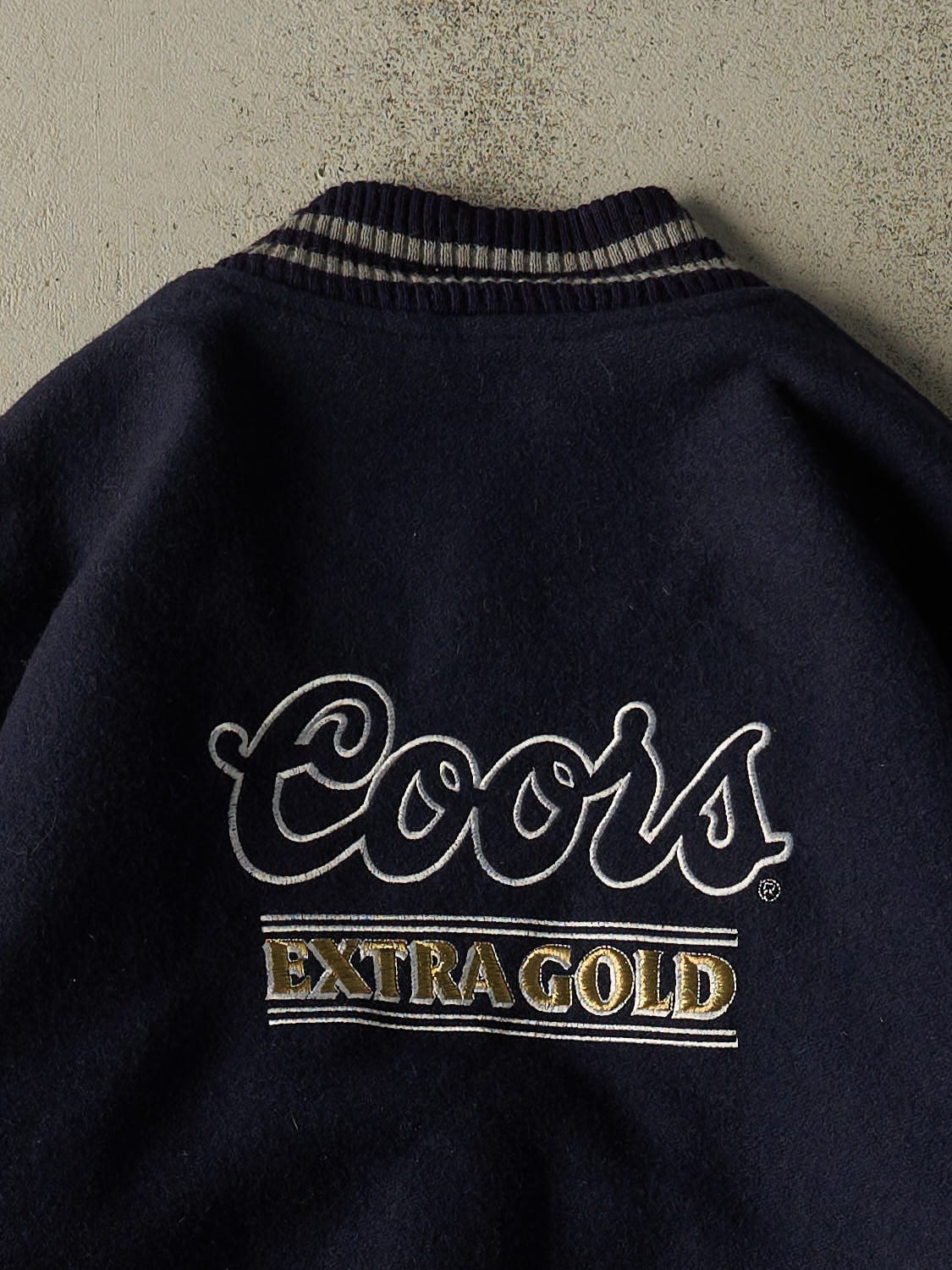 Vintage 90s Navy Blue Coors Extra Gold Varsity Jacket (XL/XXL)