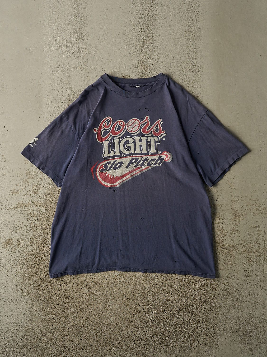 Vintage 90s Sun Faded Navy Coors Light Slo Pitch Single Stitch Tee (XL)
