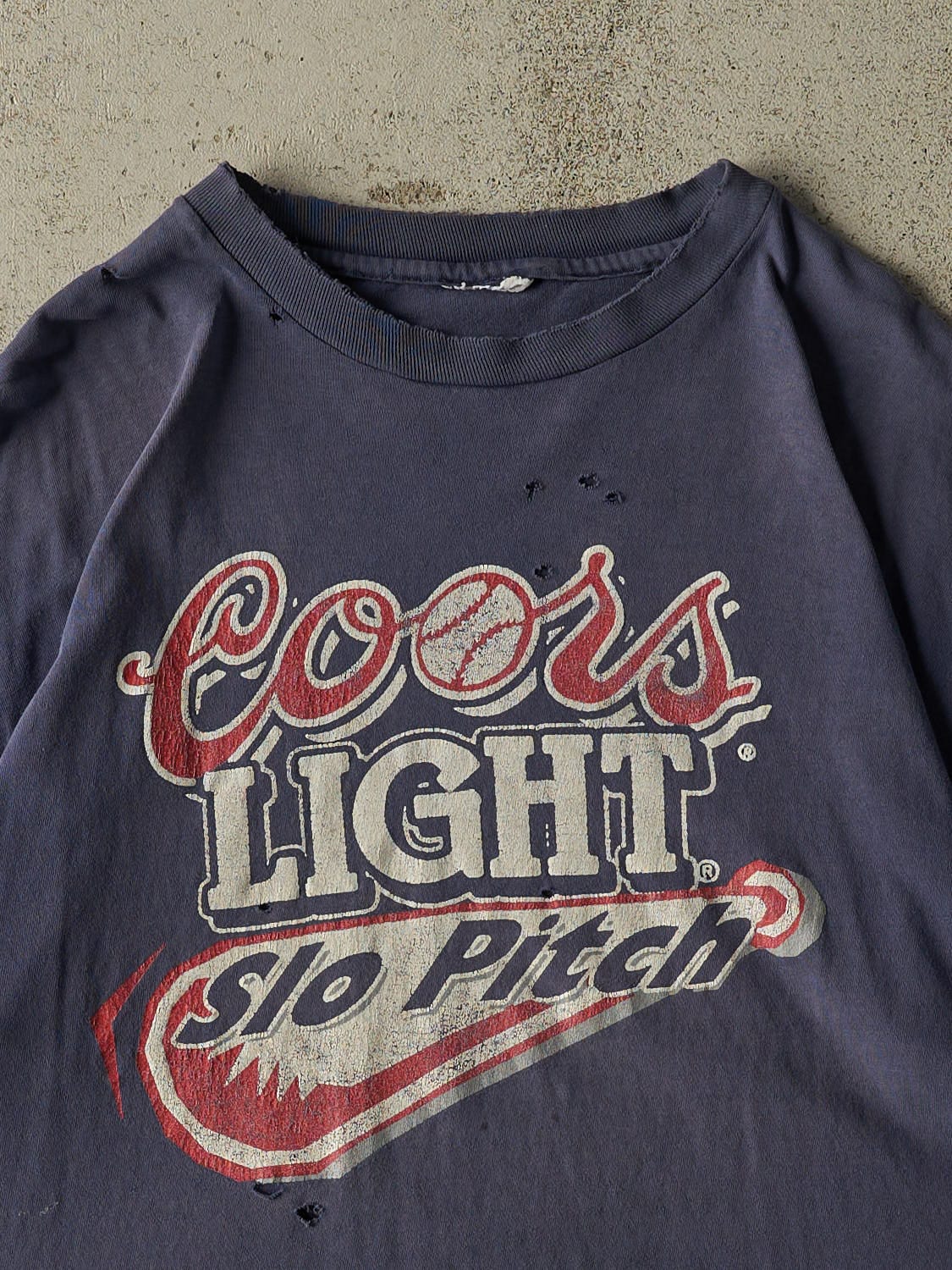 Vintage 90s Sun Faded Navy Coors Light Slo Pitch Single Stitch Tee (XL)