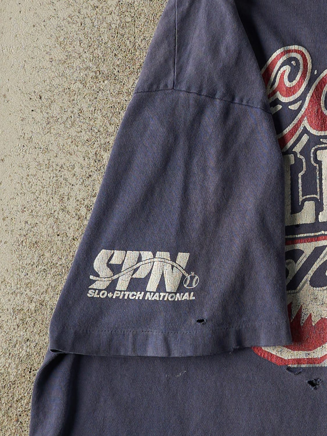 Vintage 90s Sun Faded Navy Coors Light Slo Pitch Single Stitch Tee (XL)