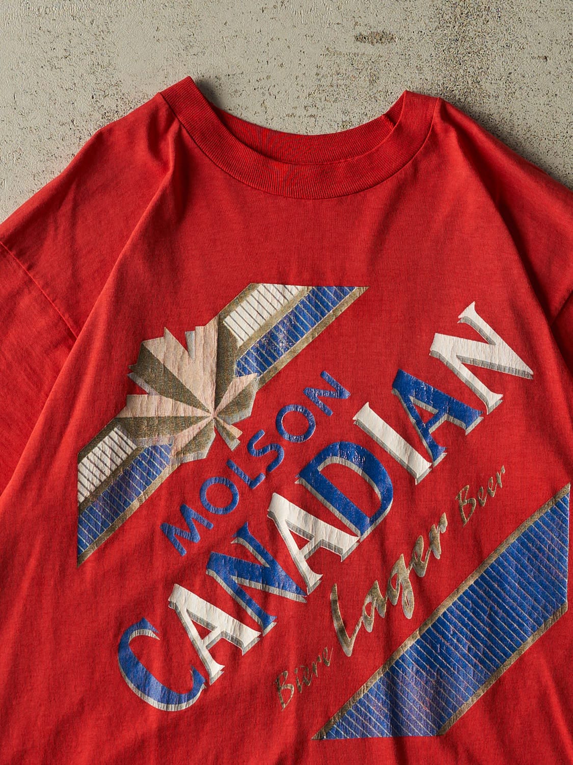 Vintage 80s Red Molson Canadian Single Stitch Tee (L)