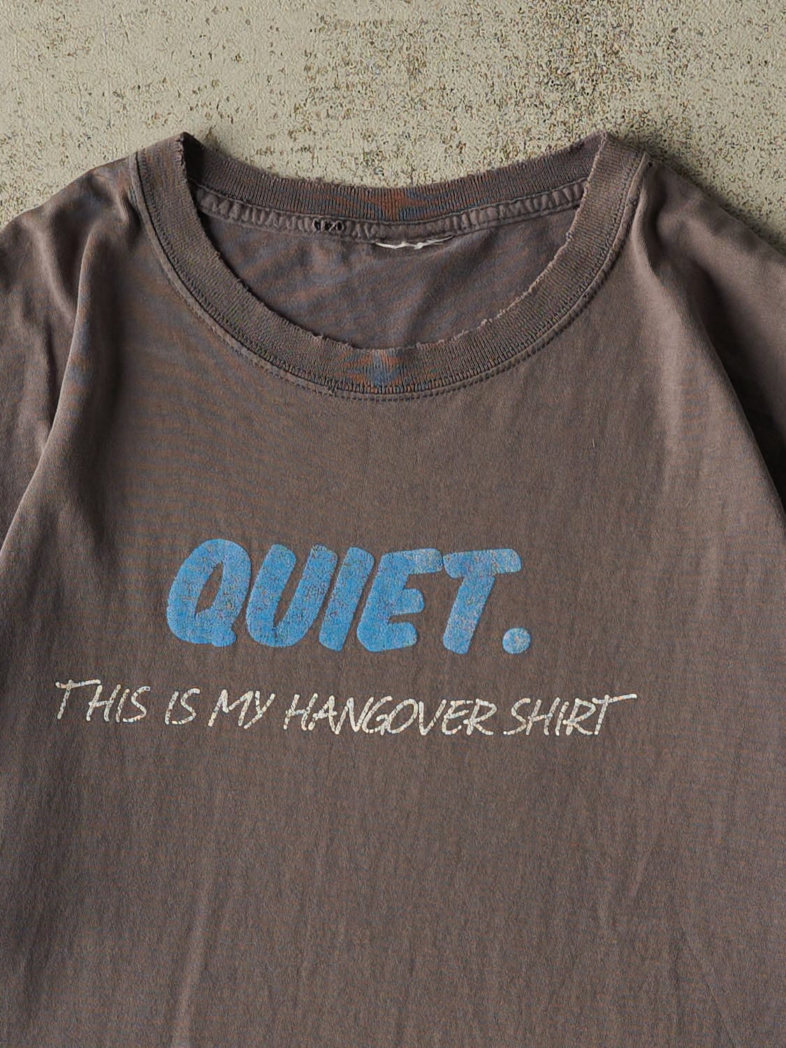 Vintage 90s Sun Faded Grey "Hangover Shirt" Tee (L)