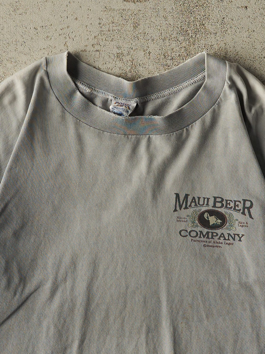 Vintage 80s Sun Faded Grey Aloha Lager Maui Beer Co Tee (S)