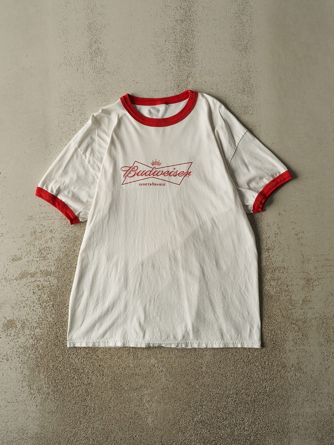 Vintage 90s White Budweiser Ringer Tee (L)