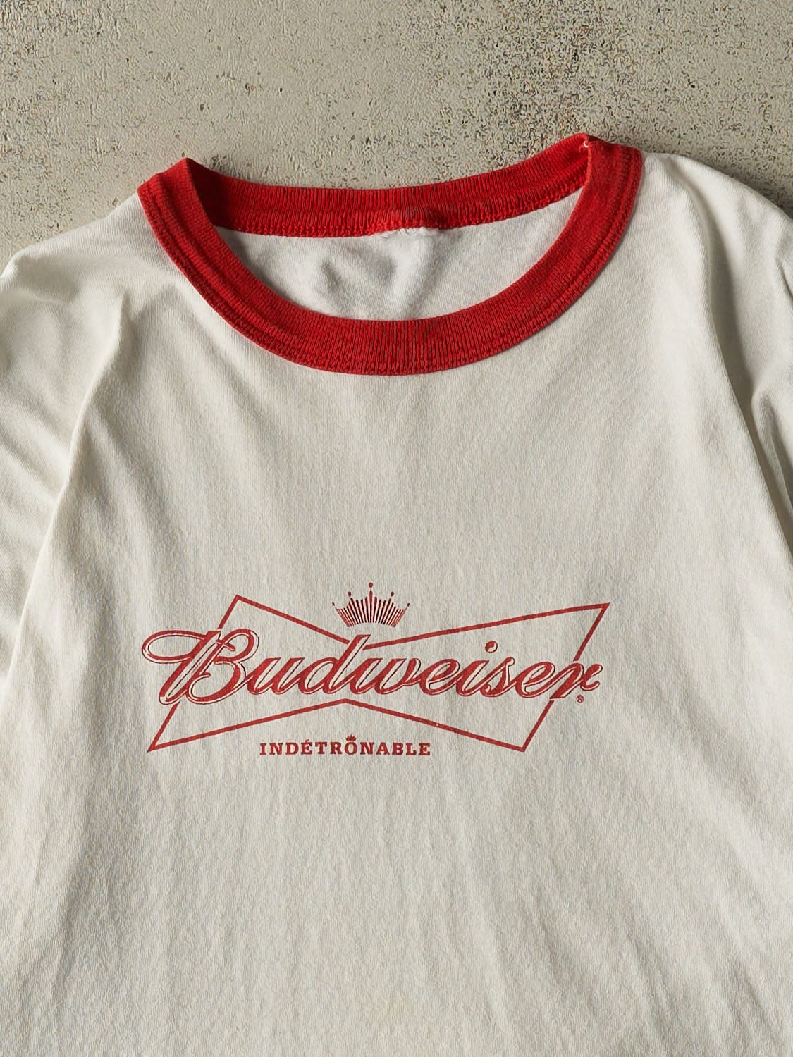 Vintage 90s White Budweiser Ringer Tee (L)