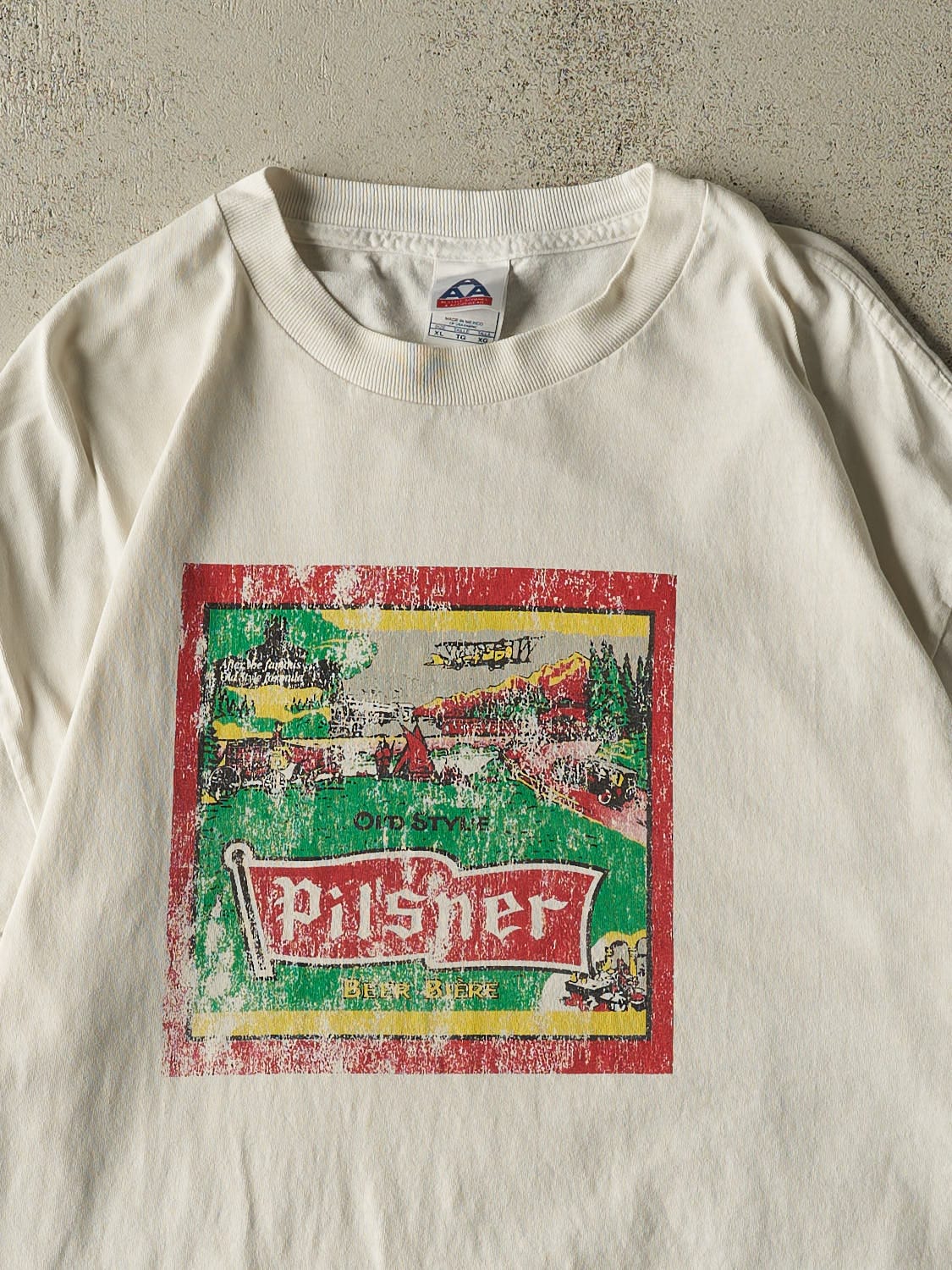 Vintage Y2K White Pilsner Beer Tee (L/XL)