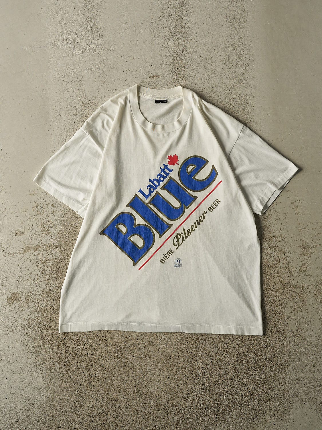 Vintage 80s White Labatt Blue Single Stitch Tee (L)