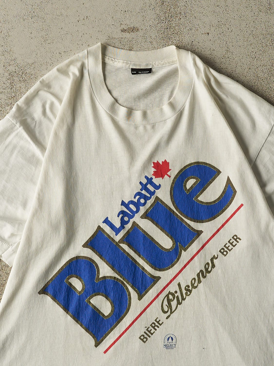 Vintage 80s White Labatt Blue Single Stitch Tee (L)