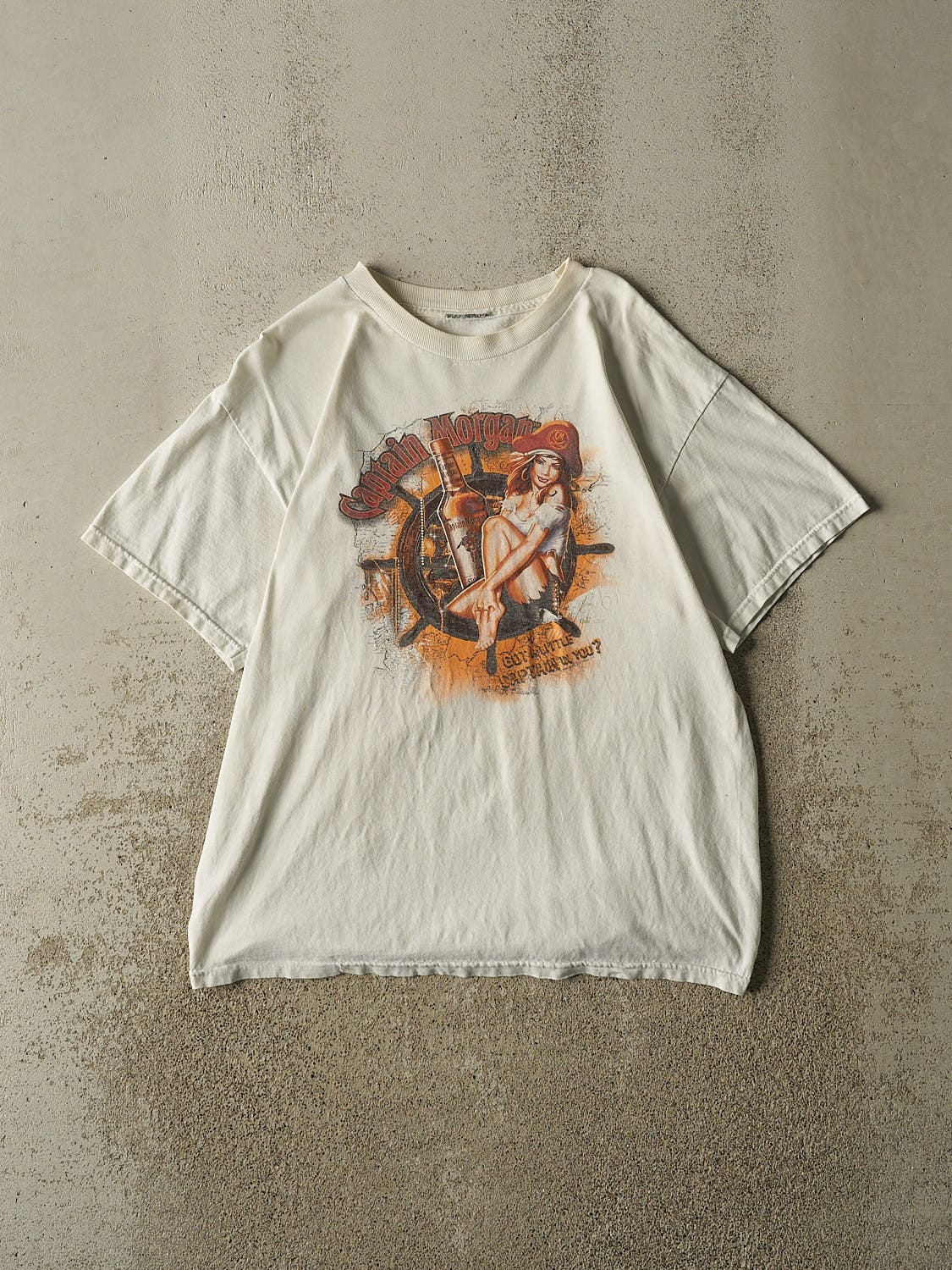 Vintage Y2K Beige Captain Morgan Tee (M/L)