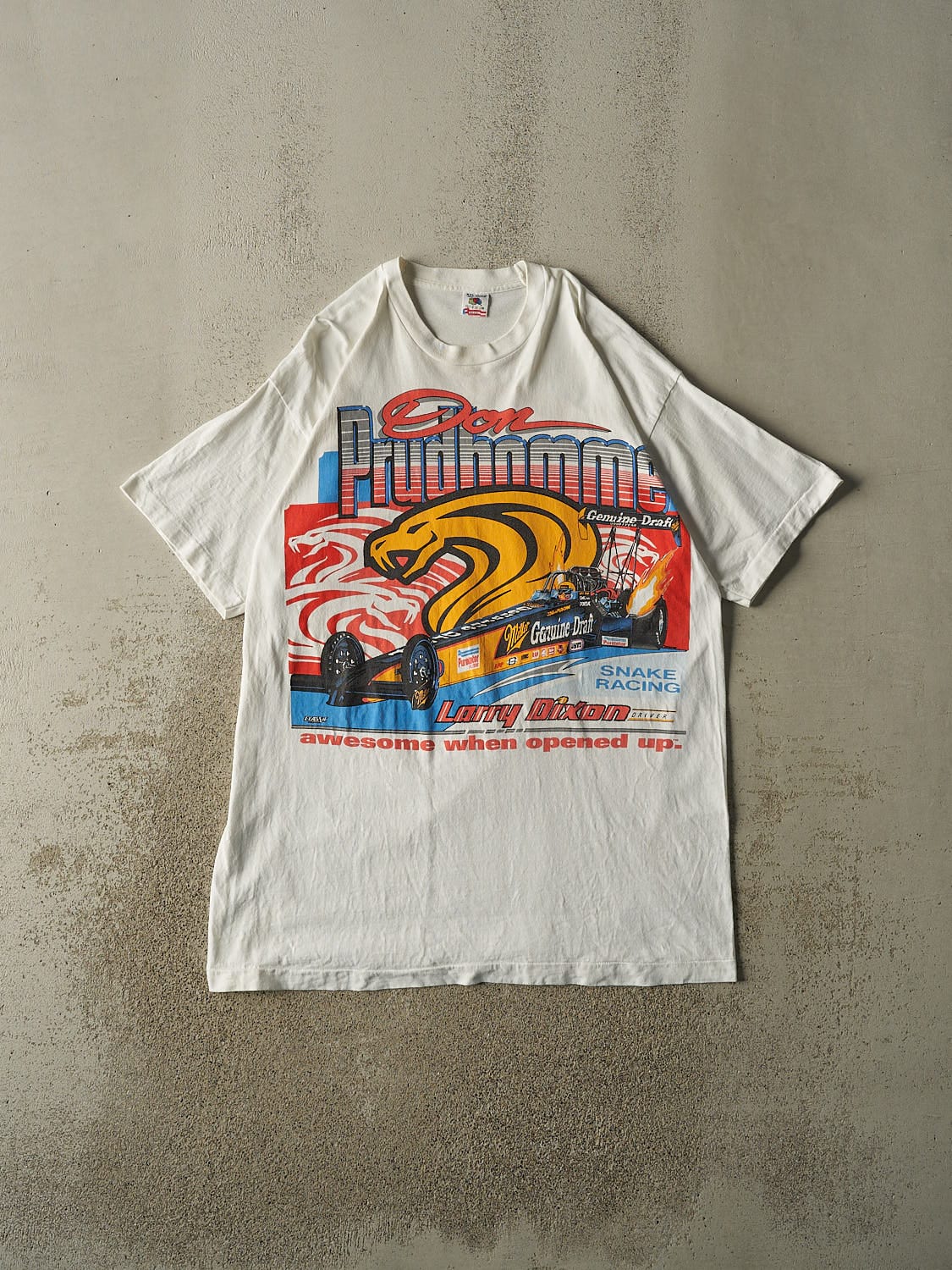 Vintage 95' White Miller Genuine Draft Racing Don Prudhomme Single Stitch Tee (XXL/XXXL)