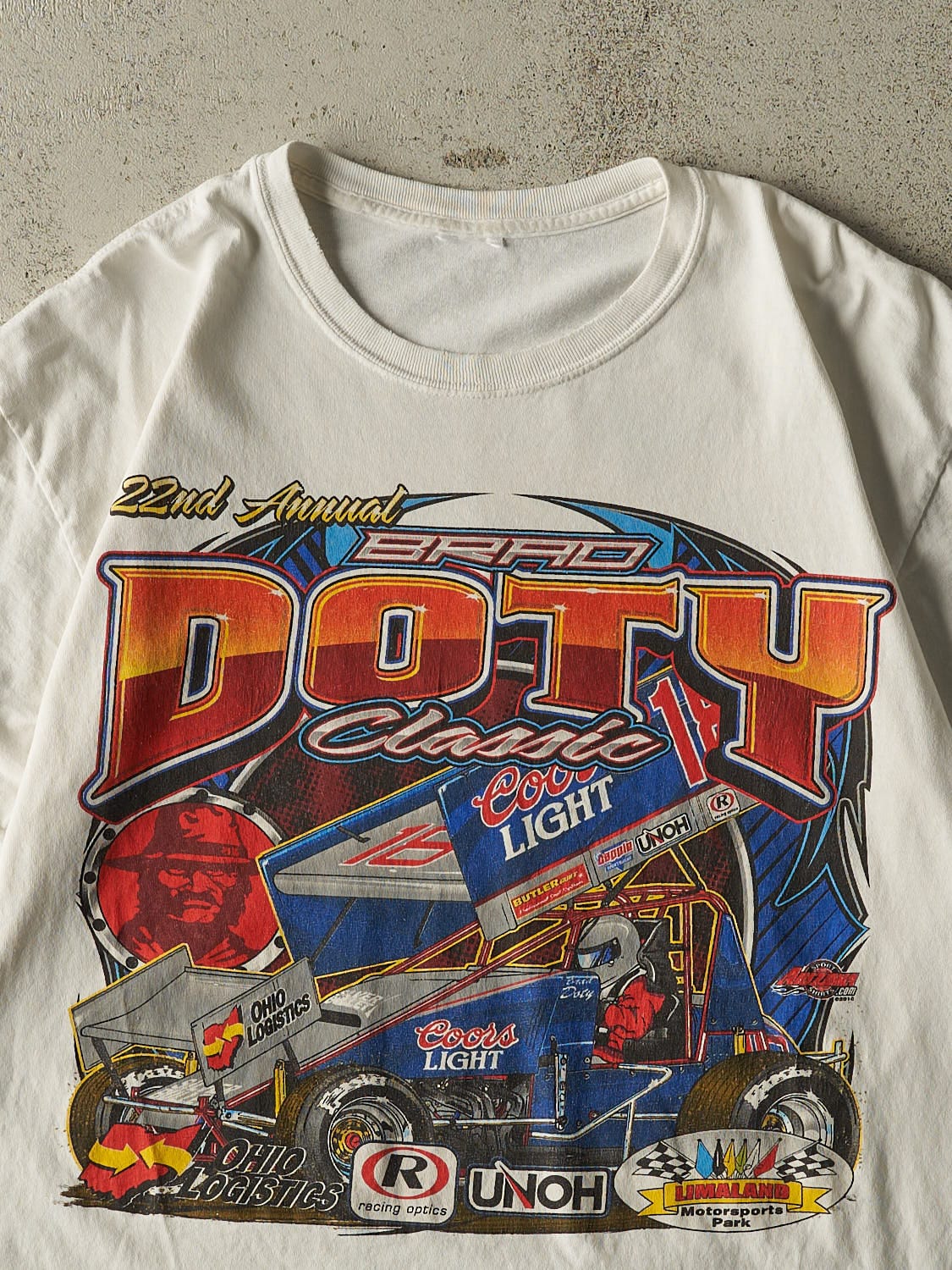 Vintage 10' White Coors Light Brad Doty Racing Tee (L)