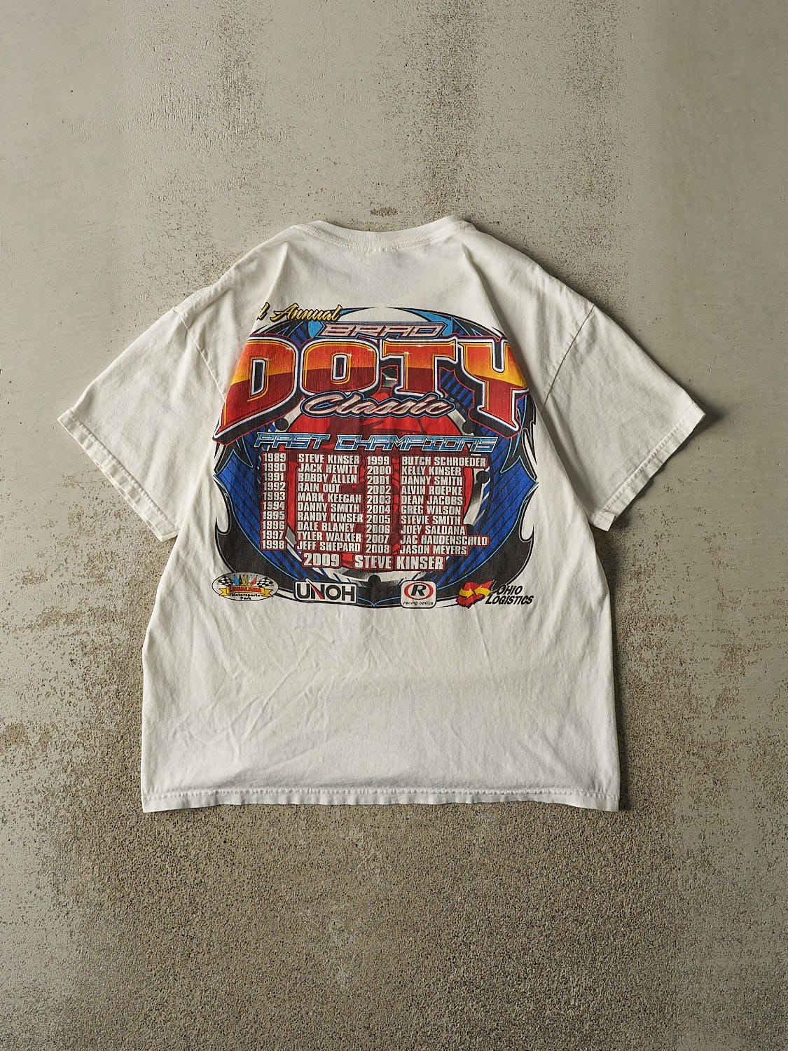 Vintage 10' White Coors Light Brad Doty Racing Tee (L)