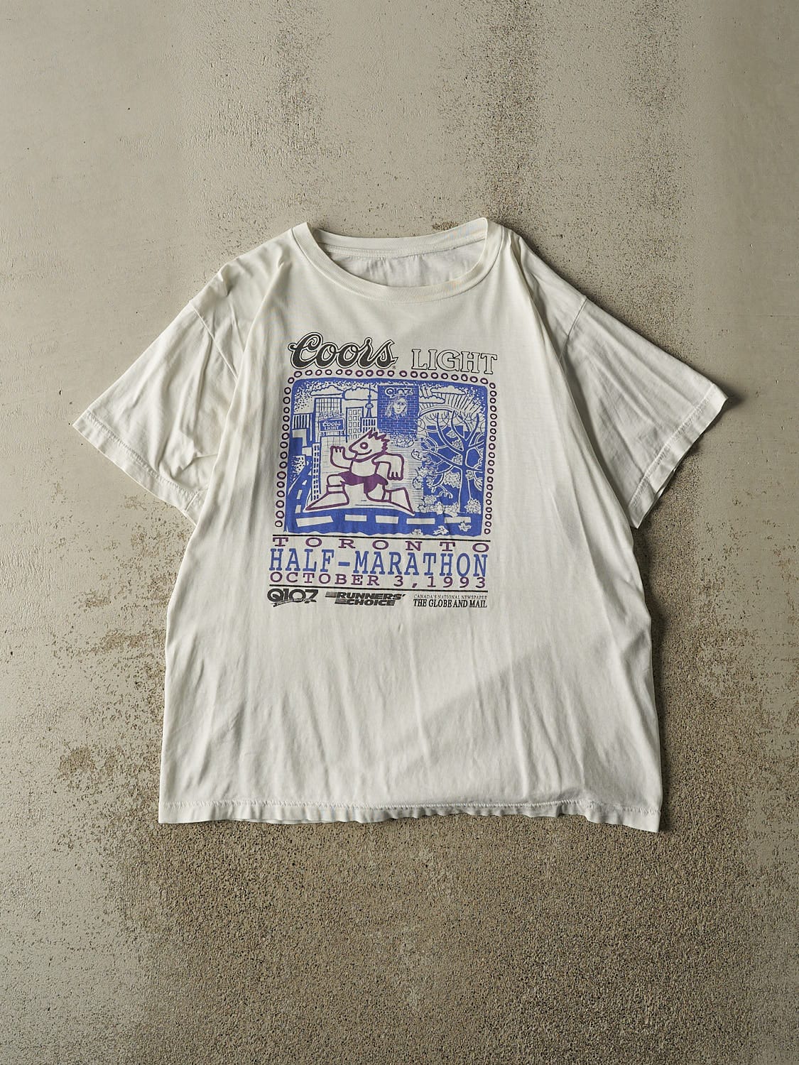 Vintage 93' White Coors Light Toronto Half Marathon Tee (L)