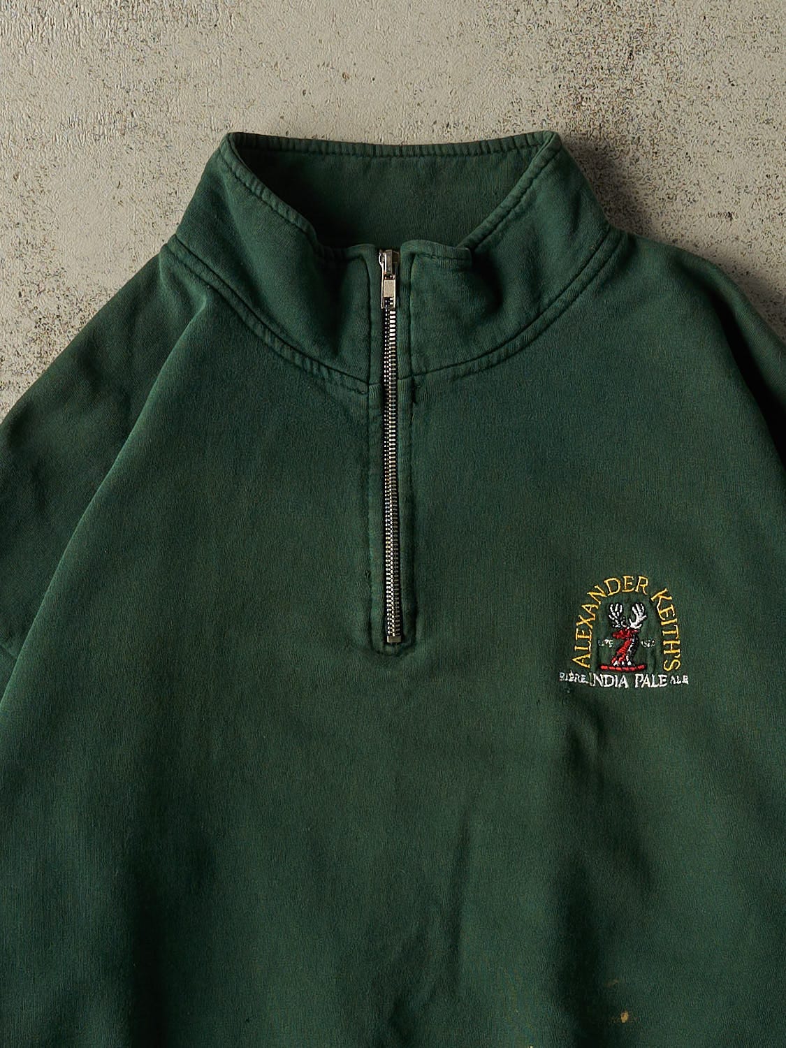 Vintage 90s Green Alexandar Keiths Embroidered Quarter Zip Sweater (L/XL)